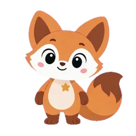Finn, your friendly fox study companion, waving